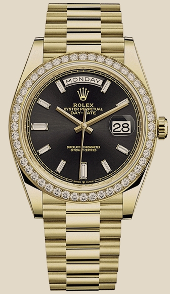 Rolex                                     Day-Date 40 MM, YELLOW GOLD AND DIAMOND